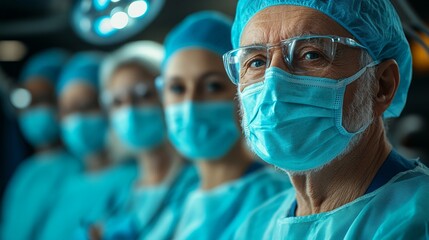 Surgeon discusses cheek implant procedure with team in operating room during medical consultation