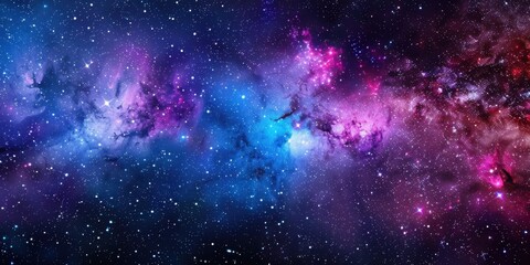 Fototapeta premium Equirectangular panorama of deep space featuring blue purple nebula