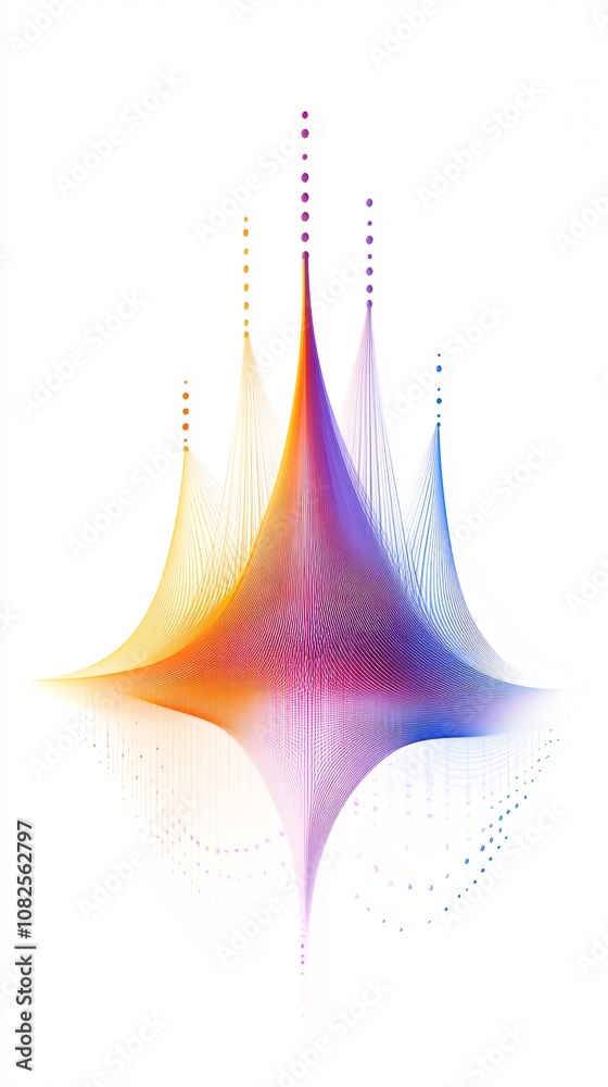 Aufkleber Abstract colorful lines and dots converging and diverging, creating dynamic visual flow