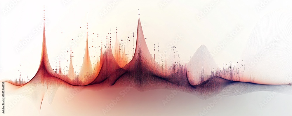 Poster abstract digital landscape with peaks and valleys creating a futuristic cityscape