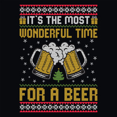 It's the most wonderful time for a beer - Ugly Christmas sweater designs - vector Graphic © SigmaCrew