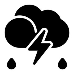thunderstorm glyph icon