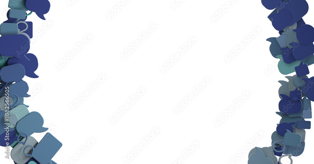 Poster 3D rendering flying email icon and web flying