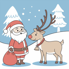 santa claus with reindeer