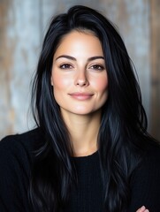 portrait of a young attractive Italian woman in a studio on a dark background