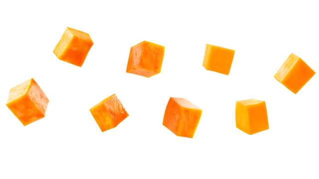 Pumpkin cubes floating isolated on transparent