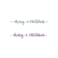 Merry Christmas. 
One line vector illustration set on a white background. Hand lettering