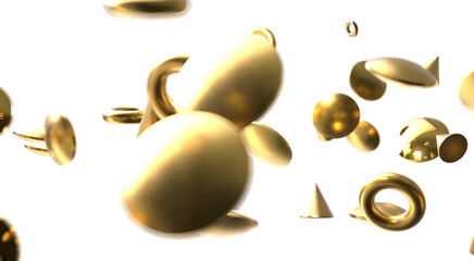 Radiant Festivity: Spectacular 3D Illustration Showcasing Radiating gold Confetti