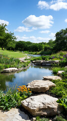 Fototapeta premium Restoring native plants along riverbanks enhances nature conservation efforts