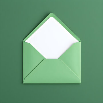 Green envelope. The envelope is placed on a dark green.