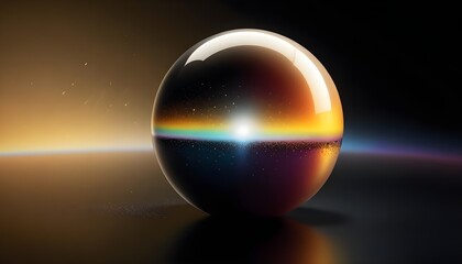 holographic ball in building on black background. 3D rendering of glossy white  ball in holographic
