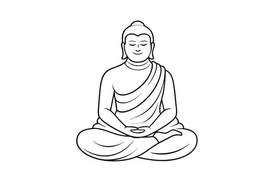 recommend clip art: Bodhisattva Line Art Vector - Minimalist Black & White Spiritual Outline, Sacred Buddhist Design, Meditation Art