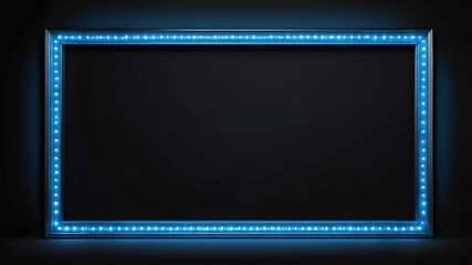 blue marquee lights border frame on black background
