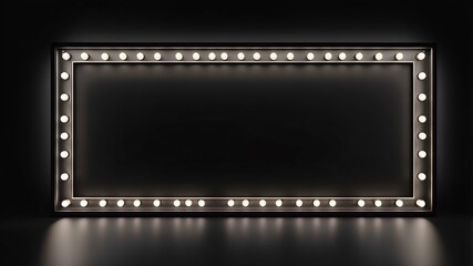 black marquee lights border frame on black background