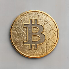 Bitcoin Logo with Hammered Gold Texture