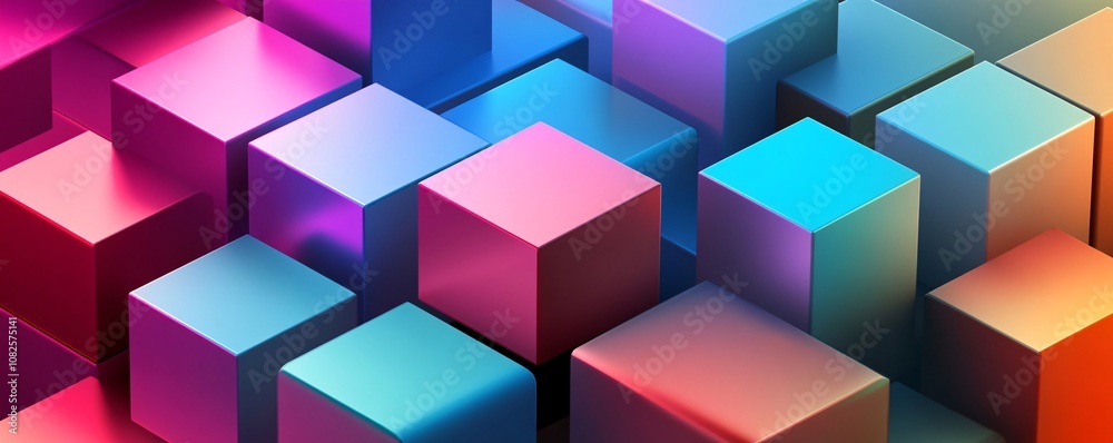 Poster colorful metallic cubes forming an abstract pattern