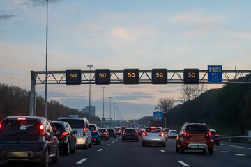 Road network infractrusture in Netherlands, driving safe on high quality asphalt on Dutch highways,...