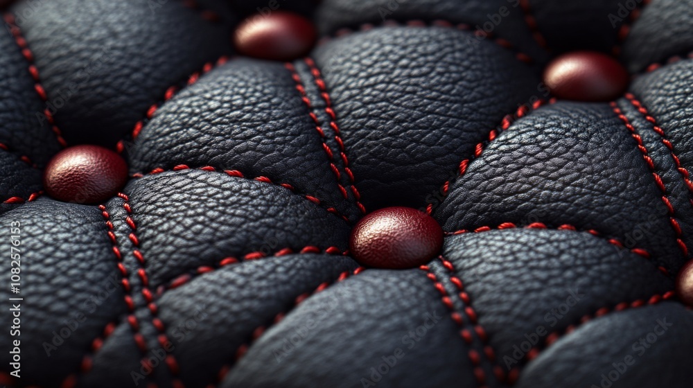 Fototapete an intricate close-up of textured leather highlights the stitching and buttons used in upholstery. t