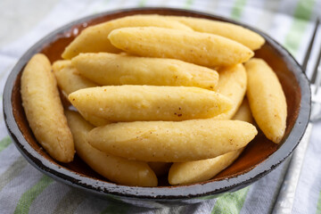 Schupfnudel or Fingernudel, finger noodle, dumpling or thick noodle in German and Austrian cuisine, similar to Central European kopytka and Italian gnocchi