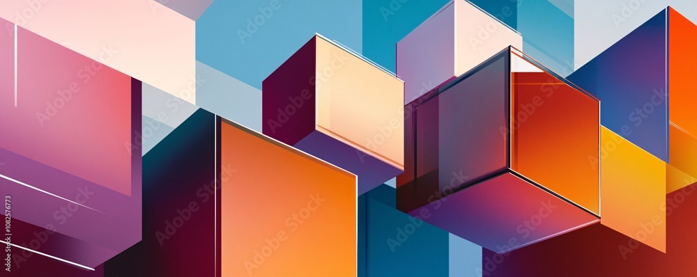 Poster Colorful cubes creating abstract modern background design