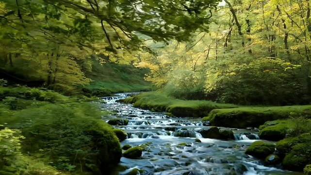serene summer day beauty britain cinematic countryside dreamlike environment forest green landscape majestic mediation motion natural nature reserve park reveal river