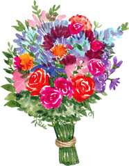 Hand-drawn Flower Bouquet for wedding ceremony illustration