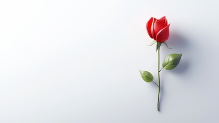 Obraz premium The minimalist silhouette of a red rose, detailed yet simple, positioned against a clean white backdrop to bring attention to its delicate beauty.