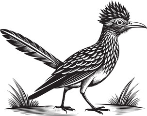 Fototapeta premium black roadrunner bird vector illustration printable