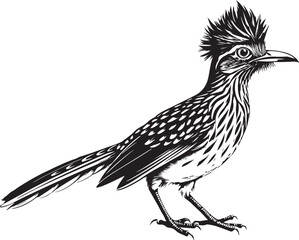 Fototapeta premium black roadrunner bird vector illustration printable
