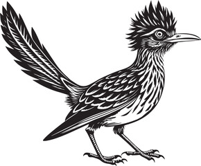 Obraz premium black roadrunner bird vector illustration printable