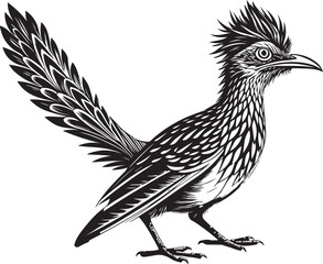 Obraz premium black roadrunner bird vector illustration printable