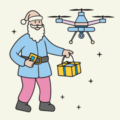 santa claus with gift box