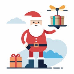 santa claus with gift box