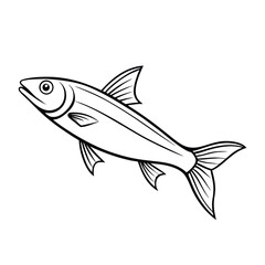 herring fish design, labeled line art vector silhouette illustration.