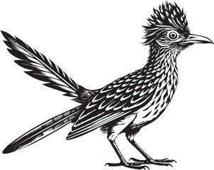 Fototapeta premium black roadrunner bird vector illustration printable