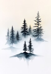 Obraz premium A watercolor landscape drawn by hand.