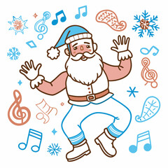 set of santa claus with gifts