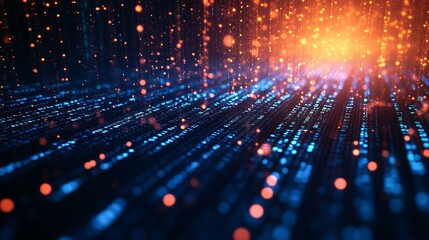 Digital binary code matrix background - 3d illustration of futuristic technology with data network flow, connectivity, and complexity in the modern digital era
