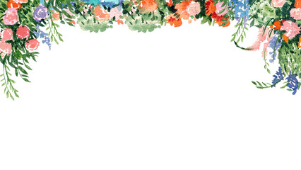 Hand-drawn Frame coloful flowers archway decoration