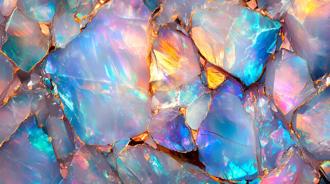 Iridescent colorful opal stone background with unique texture , opal, stone, texture, background, colorful, iridescent. Radiant. Illustration