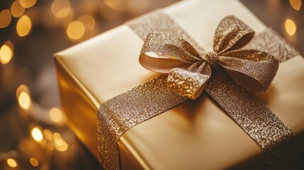 Gold Gift Box with Bow