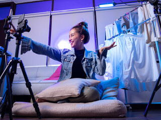 Creating engaging content home studio video recording cozy environment dynamic viewpoint digital...