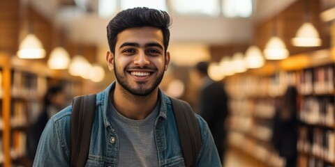 Fototapeta premium Smiling Teenager in Library