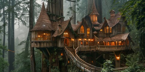 Fototapeta premium Enchanted Treehouse in Redwood Forest