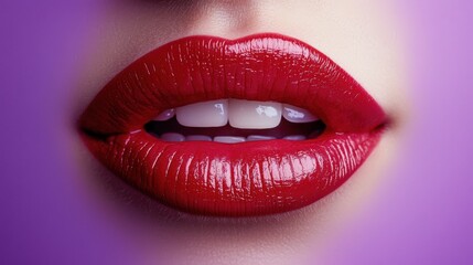 Obraz premium Closeup of red lips