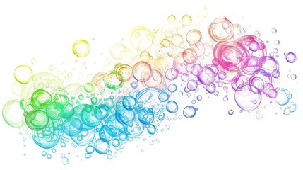 Rainbow Colored Soap Bubbles on White Background - a vibrant and cheerful visual. The soap bubbles add a playful touch to the clean, white backdrop.