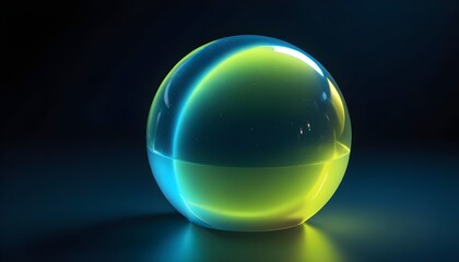 holographic ball in building on black background. 3D rendering of glossy white  ball in holographic
