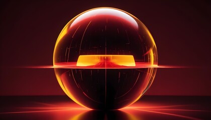 holographic ball in building on black background. 3D rendering of glossy white  ball in holographic