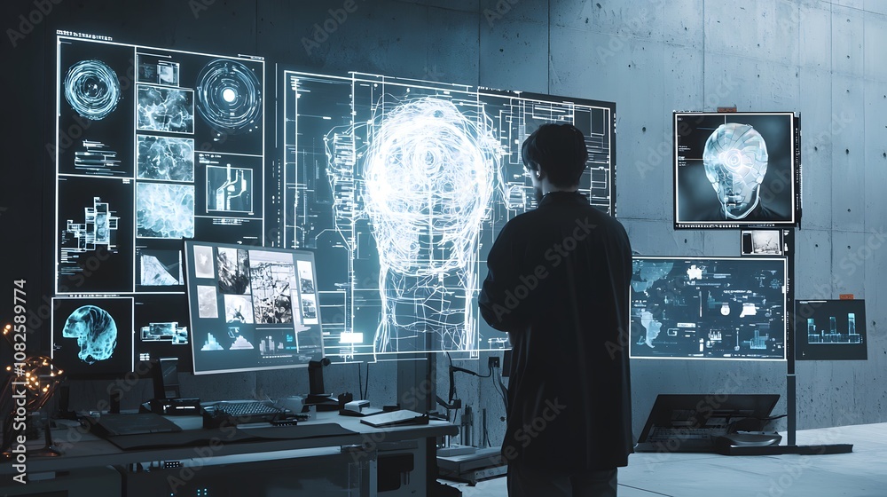 Aufkleber Explore innovative technology concepts through advanced digital interfaces in modern research environments