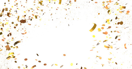 Euphoric Eruption: Magnificent 3D Illustration Showcasing Bursting gold Confetti